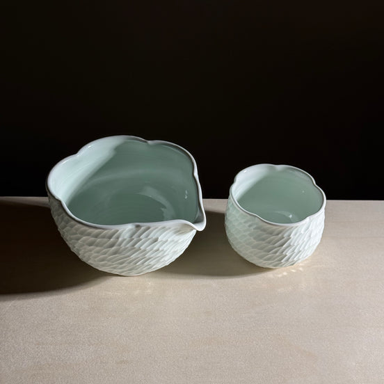 Bloom Matcha Bowl and 200 ml Cup (Matcha Set) - Celadon Bloom