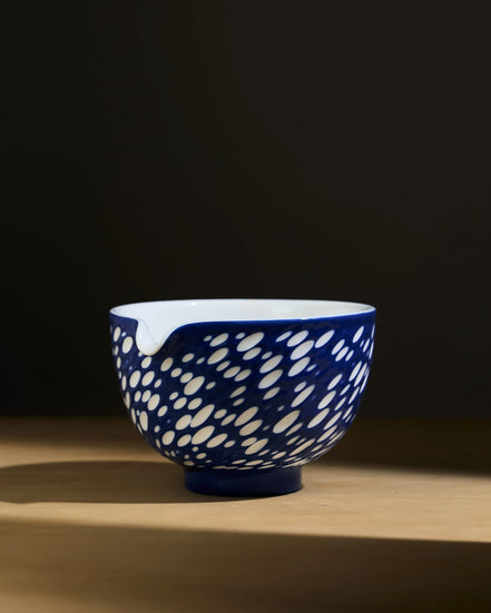 Blue Shade Matcha Bowl (400ml) - Blue Shade - White Dot