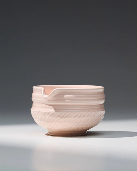 Half Glaze Shadow Matcha Bowl (400ml) - Peach
